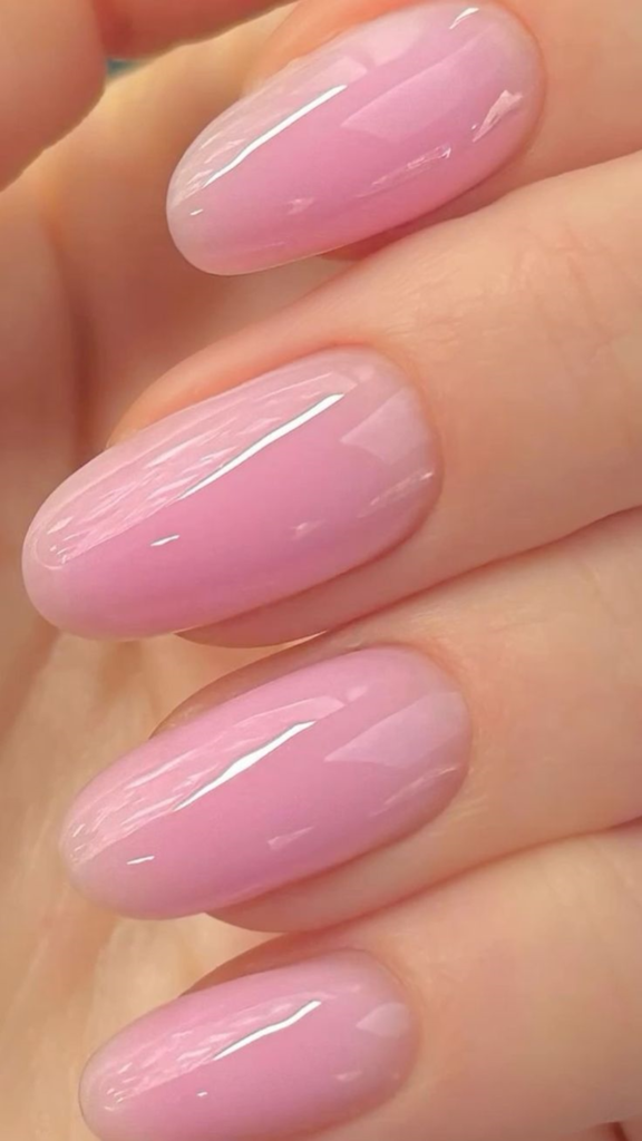 Classic Baby Pink Nails with a Glossy Finish