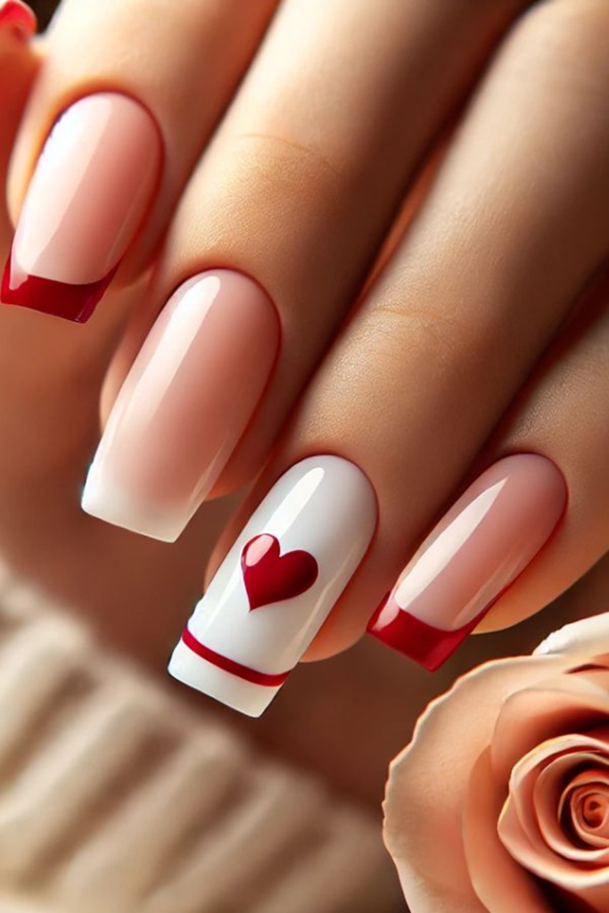 French Tips with a Valentine’s Twist