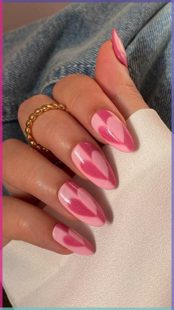 Cute Pink Nails with Love Letter Art