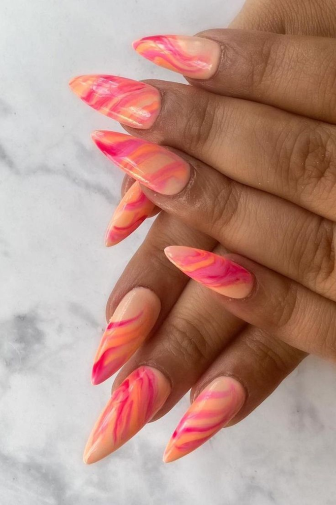 Pink Marble Nail Art