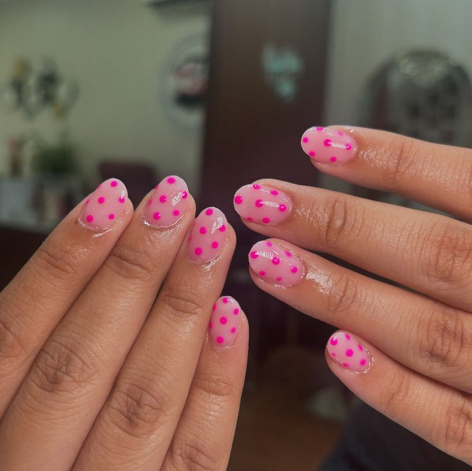 Sweetheart Pink and White Polka Dots